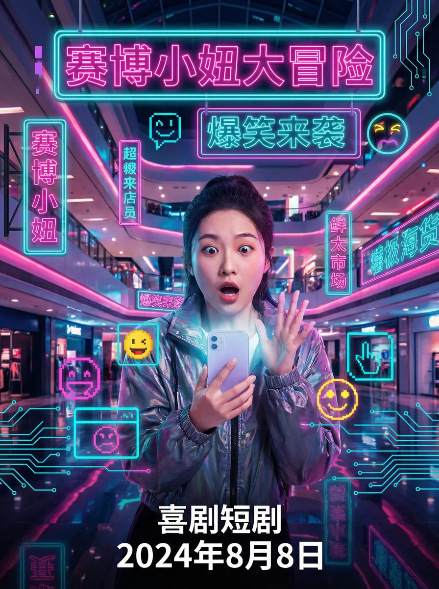 秘密导航平台 搞笑喜剧短剧 - 赛博小妞大冒险海报